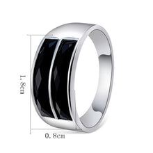 Load image into Gallery viewer, Silver-Plated Inlaid Black Rectangular Square Ring for Women Silver with Diamond - Mega Discount Store Ghana