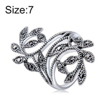 Load image into Gallery viewer, Silver-Plated Tangled Flowers with Black Zircon Ring for Women Silver with Diamond - Mega Discount Store Ghana