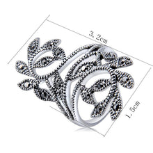 Load image into Gallery viewer, Silver-Plated Tangled Flowers with Black Zircon Ring for Women Silver with Diamond - Mega Discount Store Ghana