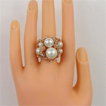 Load image into Gallery viewer, Rose Gold-Plated Flower with Zircon Imitation Pearl Rose Ring for Women [Gold with Pearl,] - Mega Discount Store Ghana