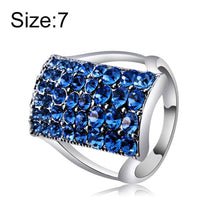 Load image into Gallery viewer, Silver-Plated Rectangle with Blue Crystal Ring for Women Silver with Diamond - Mega Discount Store Ghana