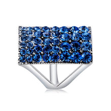 Load image into Gallery viewer, Silver-Plated Rectangle with Blue Crystal Ring for Women Silver with Diamond - Mega Discount Store Ghana