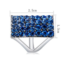 Load image into Gallery viewer, Silver-Plated Rectangle with Blue Crystal Ring for Women Silver with Diamond - Mega Discount Store Ghana