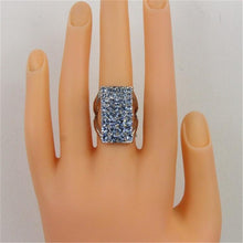 Load image into Gallery viewer, Silver-Plated Rectangle with Blue Crystal Ring for Women Silver with Diamond - Mega Discount Store Ghana