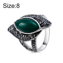 Load image into Gallery viewer, Silver-Plated Black Zircon Inlay Green Imitation Gemstone Ring for Women Silver with Gemstone. - Mega Discount Store Ghana