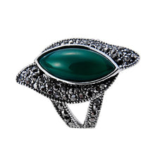 Load image into Gallery viewer, Silver-Plated Black Zircon Inlay Green Imitation Gemstone Ring for Women Silver with Gemstone. - Mega Discount Store Ghana