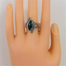 Load image into Gallery viewer, Silver-Plated Black Zircon Inlay Green Imitation Gemstone Ring for Women Silver with Gemstone. - Mega Discount Store Ghana