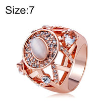 Load image into Gallery viewer, Rose-plated Openwork Gold-inlaid Zircon Crystal Inlaid Opal Ring for Women Gold with Diamond - Mega Discount Store Ghana