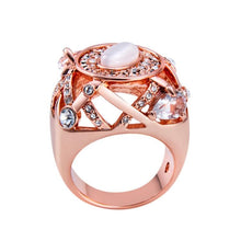 Load image into Gallery viewer, Rose-plated Openwork Gold-inlaid Zircon Crystal Inlaid Opal Ring for Women Gold with Diamond - Mega Discount Store Ghana