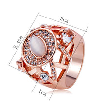 Load image into Gallery viewer, Rose-plated Openwork Gold-inlaid Zircon Crystal Inlaid Opal Ring for Women Gold with Diamond - Mega Discount Store Ghana