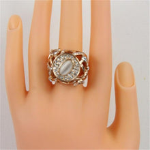 Load image into Gallery viewer, Rose-plated Openwork Gold-inlaid Zircon Crystal Inlaid Opal Ring for Women Gold with Diamond - Mega Discount Store Ghana