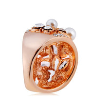 Load image into Gallery viewer, Rose Gold Plated Zircon Crystal Imitation Pearl Rose Ring for Women Gold with Diamond - Mega Discount Store Ghana