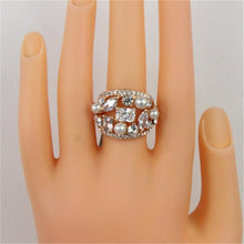 Load image into Gallery viewer, Rose Gold Plated Zircon Crystal Imitation Pearl Rose Ring for Women Gold with Diamond - Mega Discount Store Ghana