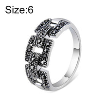 Load image into Gallery viewer, Silver Plated Black Zircon Cutout Square Ring for Women Silver with Diamond - Mega Discount Store Ghana