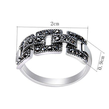 Load image into Gallery viewer, Silver Plated Black Zircon Cutout Square Ring for Women Silver with Diamond - Mega Discount Store Ghana