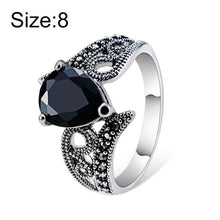 Load image into Gallery viewer, Silver-Plated Black Zircon Heart-Shaped Crystal Ring for Women Silver with Diamond,  (Black) - Mega Discount Store Ghana