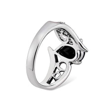 Load image into Gallery viewer, Silver-Plated Black Zircon Heart-Shaped Crystal Ring for Women Silver with Diamond,  (Black) - Mega Discount Store Ghana