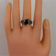 Load image into Gallery viewer, Silver-Plated Black Zircon Heart-Shaped Crystal Ring for Women Silver with Diamond,  (Black) - Mega Discount Store Ghana