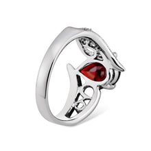 Load image into Gallery viewer, Silver-Plated Black Zircon Heart-Shaped Crystal Ring for Women Silver with Diamond (Red) - Mega Discount Store Ghana