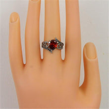Load image into Gallery viewer, Silver-Plated Black Zircon Heart-Shaped Crystal Ring for Women Silver with Diamond (Red) - Mega Discount Store Ghana