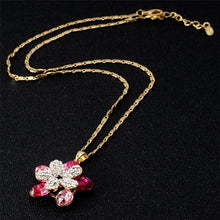 Load image into Gallery viewer, Double Plum Design Crystal Pendant Necklace - Mega Discount Store Ghana