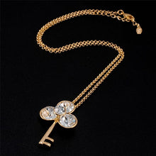 Load image into Gallery viewer, 18K Gold Plating Zinc Alloy Lovers Key Necklace Artificial Diamond Pendant, Chain Length: 45cm - Mega Discount Store Ghana