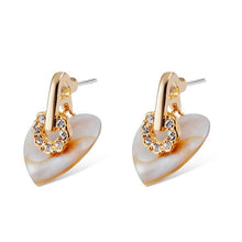 Load image into Gallery viewer, 2 PCS Heart-shaped Rhinestone Freshwater Shell Earrings - Mega Discount Store Ghana