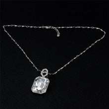 Load image into Gallery viewer, Fashion Double-sided Square Crystal Silver-plated Pendant Necklace - Mega Discount Store Ghana