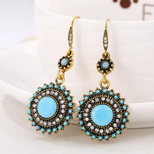 Load image into Gallery viewer, 2 Pairs Ethnic Sun Flower Style Rhinestone Earrings Long Earbobs - Mega Discount Store Ghana