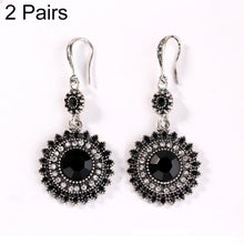 Load image into Gallery viewer, 2 Pairs Ethnic Sun Flower Style Rhinestone Earrings Long Earbobs - Mega Discount Store Ghana