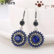 Load image into Gallery viewer, 2 Pairs Ethnic Sun Flower Style Rhinestone Earrings Long Earbobs - Mega Discount Store Ghana