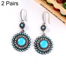 Load image into Gallery viewer, 2 Pairs Ethnic Sun Flower Style Rhinestone Earrings Long Earbobs - Mega Discount Store Ghana
