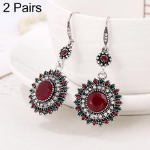 Load image into Gallery viewer, 2 Pairs Ethnic Sun Flower Style Rhinestone Earrings Long Earbobs - Mega Discount Store Ghana