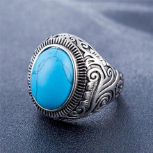Load image into Gallery viewer, Retro Gemstone Turquoise Titanium Steel Ring (Blue) - Mega Discount Store Ghana