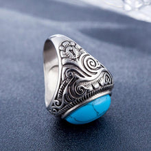 Load image into Gallery viewer, Retro Gemstone Turquoise Titanium Steel Ring (Blue) - Mega Discount Store Ghana