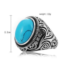 Load image into Gallery viewer, Retro Gemstone Turquoise Titanium Steel Ring (Blue) - Mega Discount Store Ghana