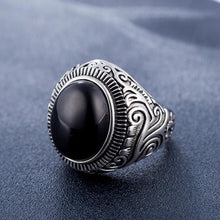 Load image into Gallery viewer, Retro Gemstone Turquoise Titanium Steel Ring (Black) - Mega Discount Store Ghana