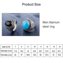 Load image into Gallery viewer, Retro Gemstone Turquoise Titanium Steel Ring (Black) - Mega Discount Store Ghana