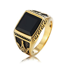 Load image into Gallery viewer, Punk Gothic Retro Black Onyx Gemstone Titanium Steel Ring,(Gold) - Mega Discount Store Ghana
