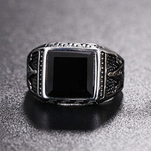 Load image into Gallery viewer, Punk Gothic Retro Black Onyx Gemstone Titanium Steel Ring,(Steel Color) - Mega Discount Store Ghana