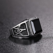 Load image into Gallery viewer, Punk Gothic Retro Black Onyx Gemstone Titanium Steel Ring,(Steel Color) - Mega Discount Store Ghana