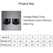 Load image into Gallery viewer, Punk Gothic Retro Black Onyx Gemstone Titanium Steel Ring,(Steel Color) - Mega Discount Store Ghana