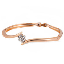 Load image into Gallery viewer, Women Classic Style Gold Plated Cuff Bangle Bracelet with Lobster Claw Clasps, Chain(Rose Gold) - Mega Discount Store Ghana