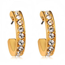 Load image into Gallery viewer, 2 PCS Women Classic Style 18K Gold-Plated Diamond Cubic Zirconia Hoop Earrings(Gold) - Mega Discount Store Ghana