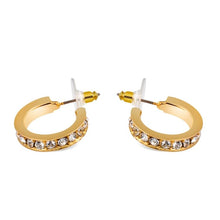 Load image into Gallery viewer, 2 PCS Women Classic Style 18K Gold-Plated Diamond Cubic Zirconia Hoop Earrings(Gold) - Mega Discount Store Ghana