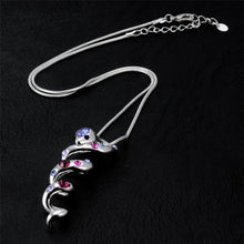 Load image into Gallery viewer, Snake Crystal Inlaid Silver Plated Chain Pendant Necklace(Silver) - Mega Discount Store Ghana
