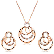 Load image into Gallery viewer, Women Classic Style Overlapped Circle 18K Gold Plated Earrings + Necklace Kits(Rose Gold) - Mega Discount Store Ghana