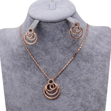 Load image into Gallery viewer, Women Classic Style Overlapped Circle 18K Gold Plated Earrings + Necklace Kits(Rose Gold) - Mega Discount Store Ghana
