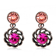 Load image into Gallery viewer, 2 PCS Women Classic Style Rose Crystal Pendant 18K Gold Plated Copper Drop Earrings(Bronze) - Mega Discount Store Ghana