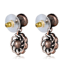 Load image into Gallery viewer, 2 PCS Women Classic Style Rose Crystal Pendant 18K Gold Plated Copper Drop Earrings(Bronze) - Mega Discount Store Ghana